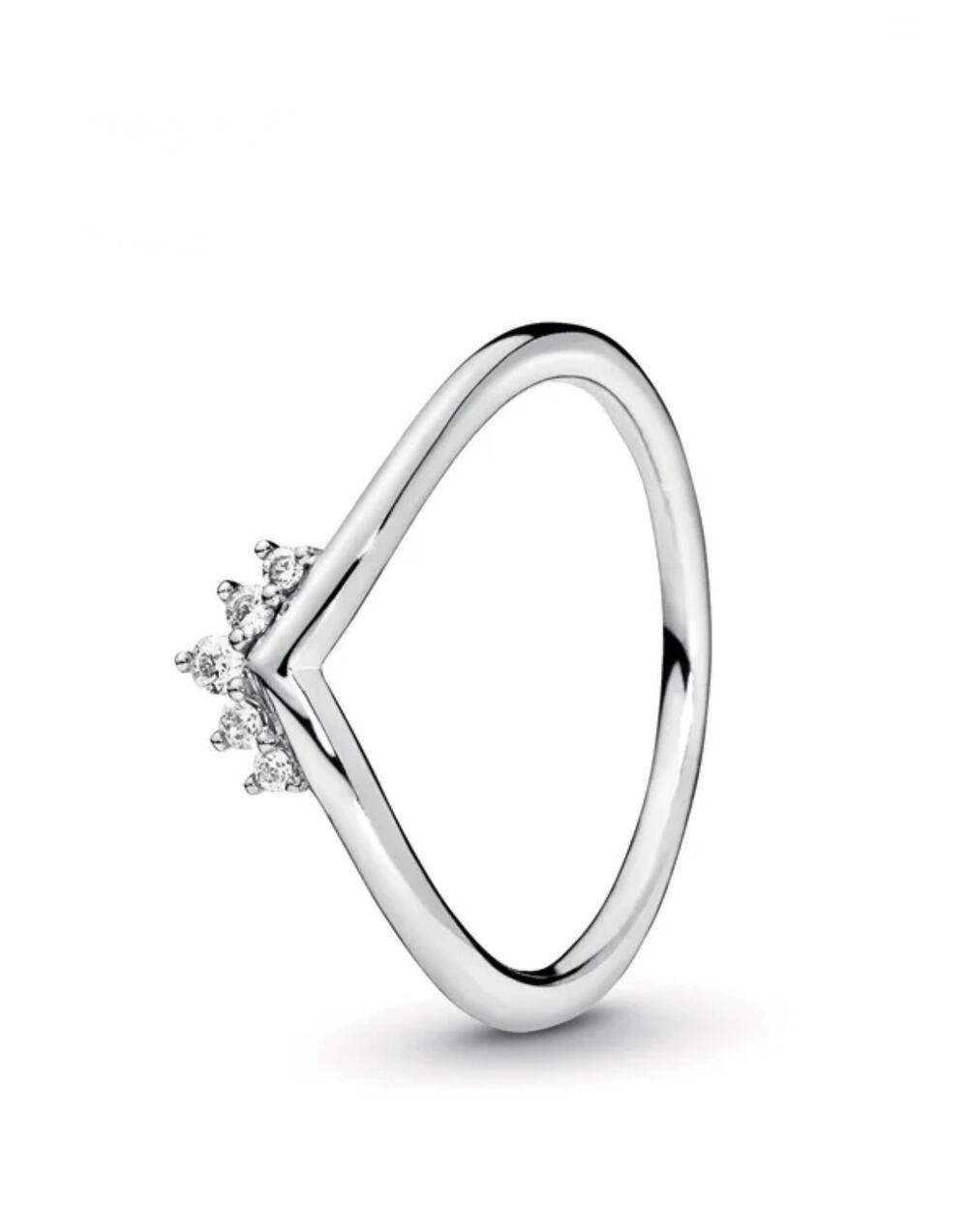 Pandora Tiara Wishbone Cubic Zirconia Sterling Silver Ring, Size 4